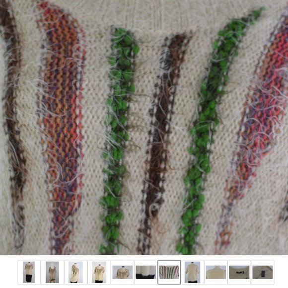 Dex Women sz S Fuzzy Hairy Shirt Chunky Light Brown Multicolor Neckline - Picture 8 of 10